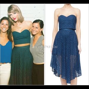 Tibi Hanae Bustier & Skirt | Aegean Blue Eyelet 0